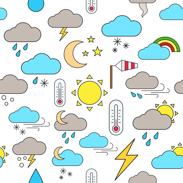 雨風はカラフルなパターンのアイコン間の天気予報 — ストックベクタ