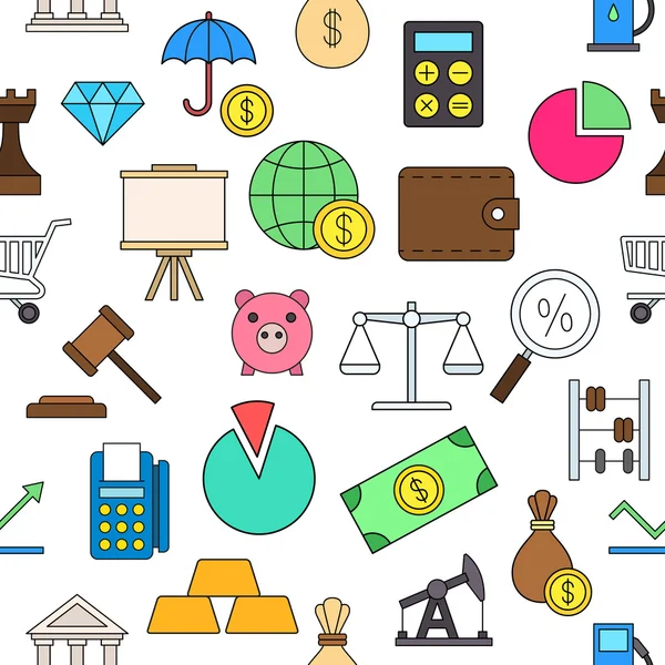 Economía iconos patrón colorido Ilustración de stock