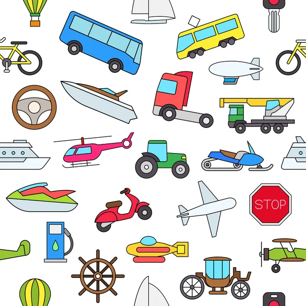 Transporte iconos patrón colorido Ilustraciones de stock libres de derechos