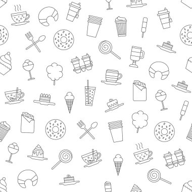 Cafe tatlılar simgeler desen