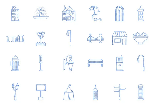 Icone degli elementi della città — Vettoriale Stock
