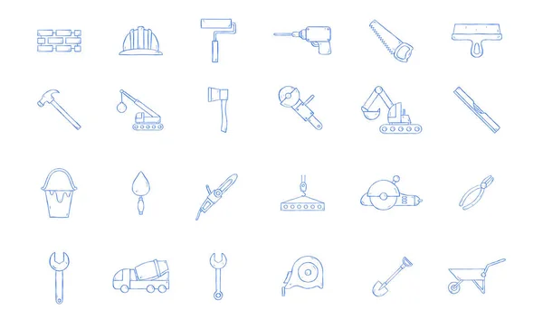 Zestaw ikon narzędzi budowlanych — Wektor stockowy