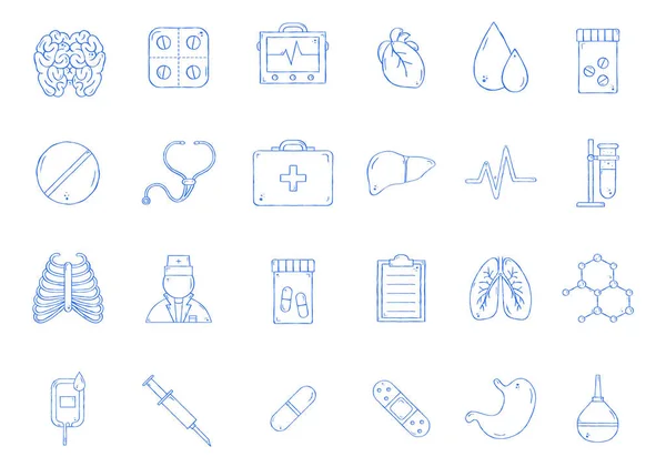 Ręcznie robione ikony medycyny — Wektor stockowy