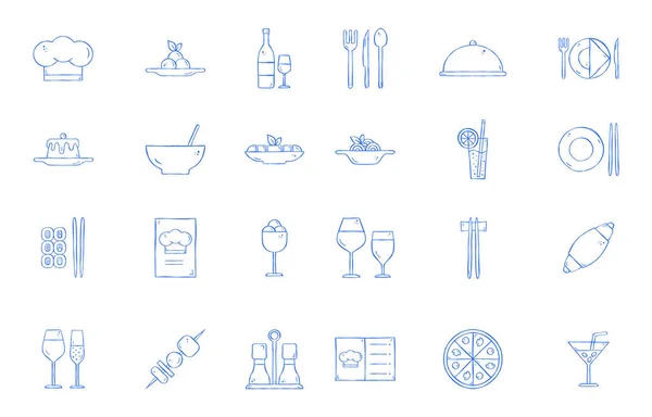 Restaurant en voet pictogrammen — Stockvector