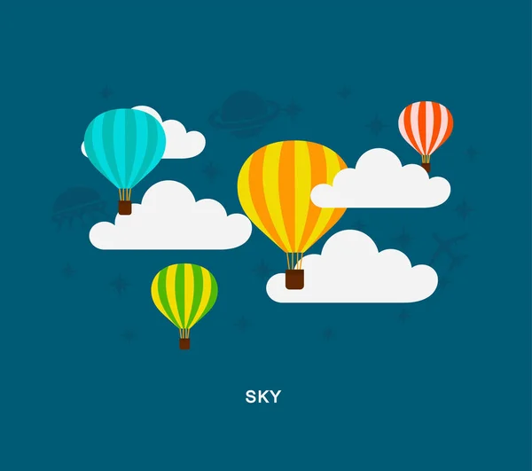 Ícones aerostáticos Sky — Vetor de Stock