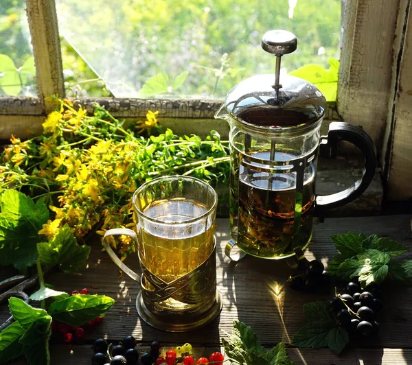 Bir bardak bitki çayı ile