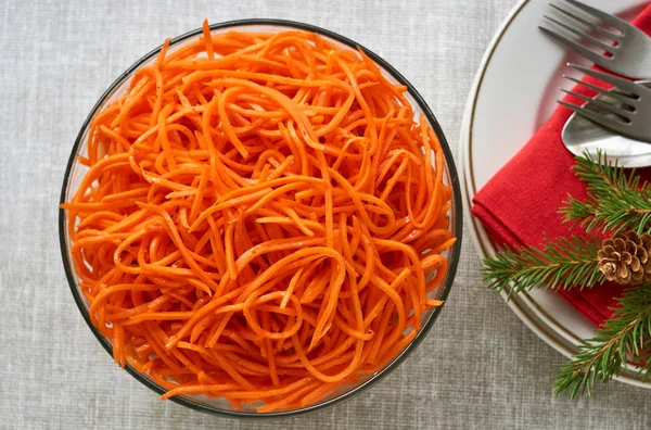 Salad with korean carrots in a bowl