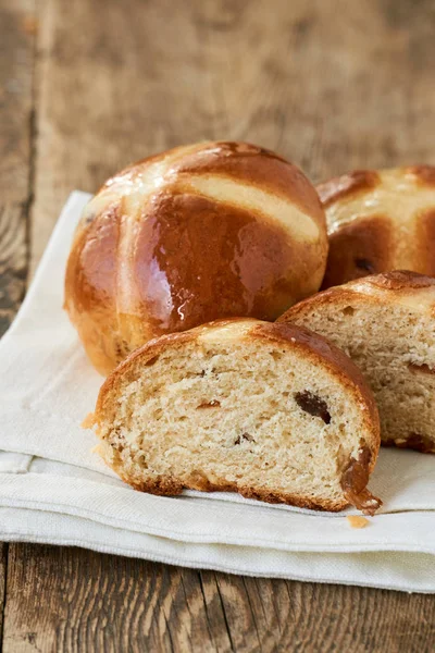 Croce Pasqua Panini Vecchio Sfondo Legno — Foto Stock