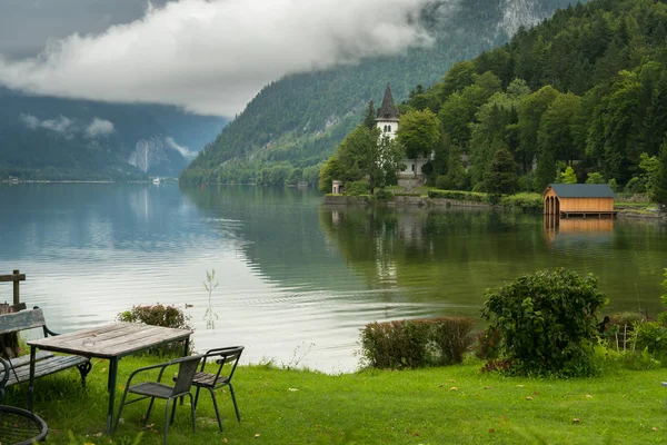 Grundlsee in the morning with many clouds — Stock Photo, Image