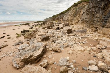 Omaha beach Vierville-sur-Mer yakınındaki bir yaz sabahı