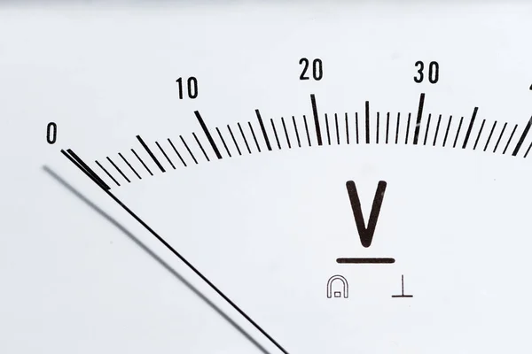 Detail of an analog voltmeter, pointer scale — Stock Photo, Image