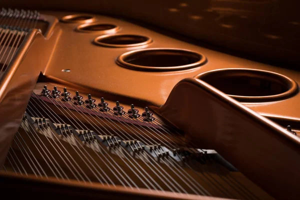 Dettaglio veduta dell'interno di un pianoforte a coda — Foto Stock