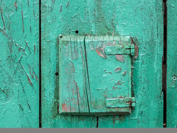 Bir çok eski yıpranmış yeşil kapı detayını ağaçtan — Stok fotoğraf