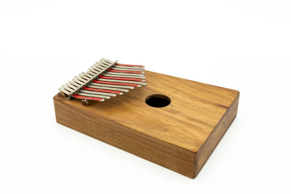 Thumb piano (Kalimba, Mbira) with silver and red tines — Stock Photo, Image