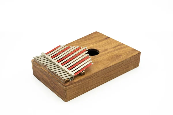 Thumb piano (Kalimba, Mbira) with silver and red tines — Stock Photo, Image