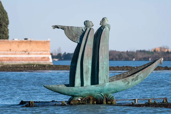 Monumento Bronce Laguna Entre Venecia Cimitero San Michele Italia — Foto de Stock