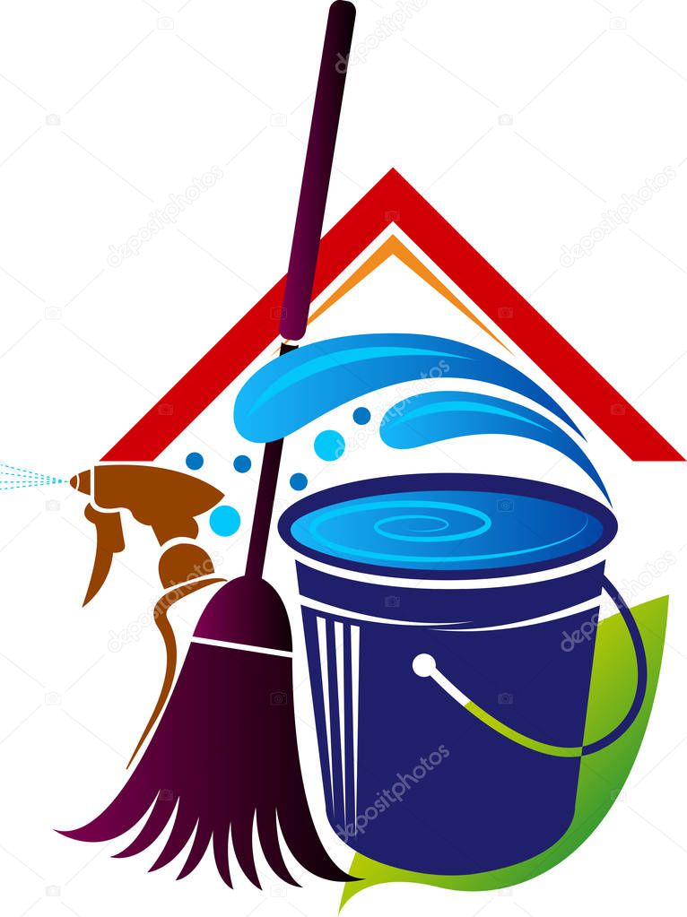 Illustration art of a house cleaning logo with isolated background