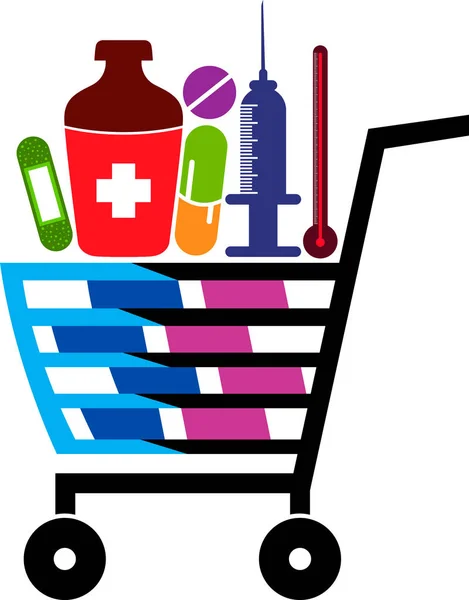 Medicin shopping logotyp — Stock vektor