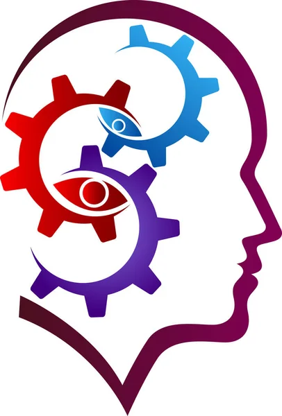 Logo del engranaje mental — Archivo Imágenes Vectoriales