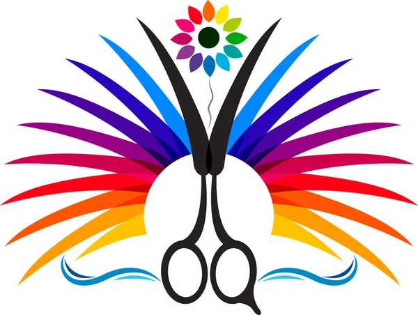 Logotipo corte de cabelo pena — Vetor de Stock