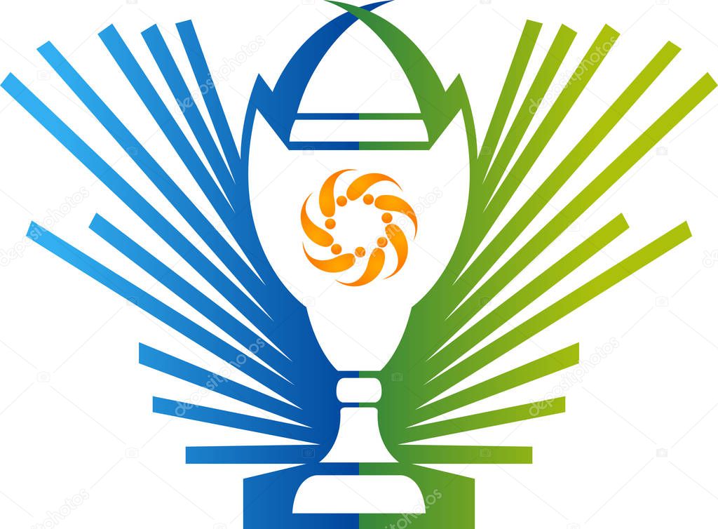 Illustration art of a champion award cup logo with isolated background