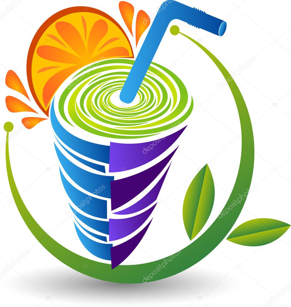 Illustration art of a orange juice logo with isolated background
