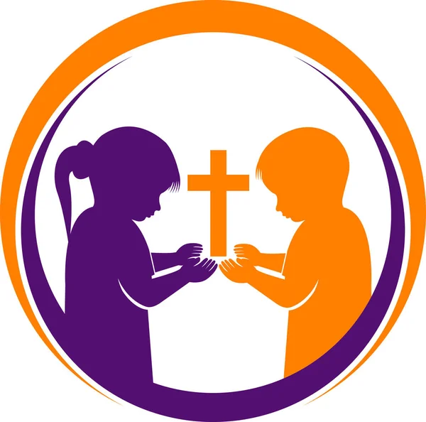 Praying children logo — Stock Vector