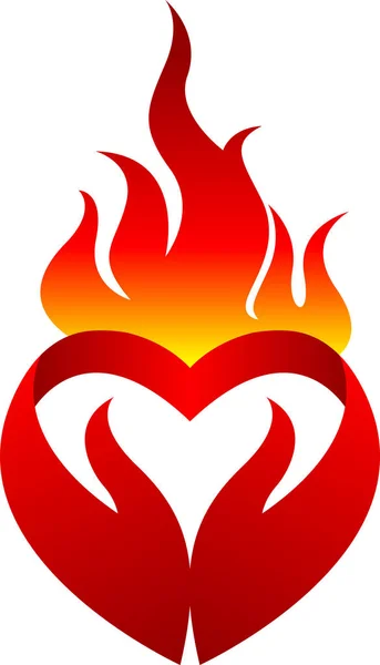 炎のハートのロゴ — ストックベクタ