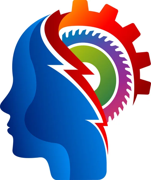 Logo del engranaje mental — Vector de stock