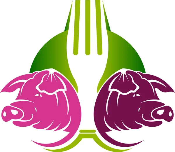 Domuz eti gıda logosu — Stok Vektör