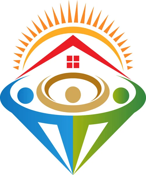 Autour logo maison lumineux — Image vectorielle