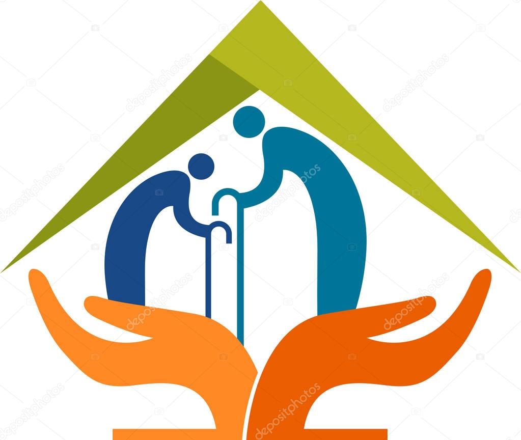 Illustration art of a senior citizen care logo with isolated background
