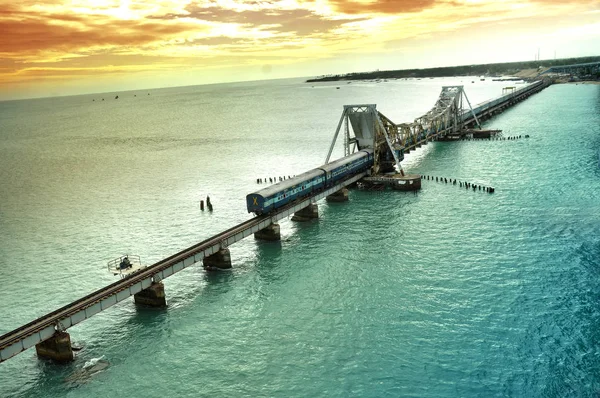 Krzyże Pamban Bridge — Zdjęcie stockowe