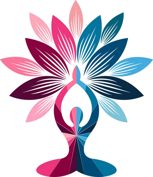 Logotipo da árvore ioga — Vetor de Stock