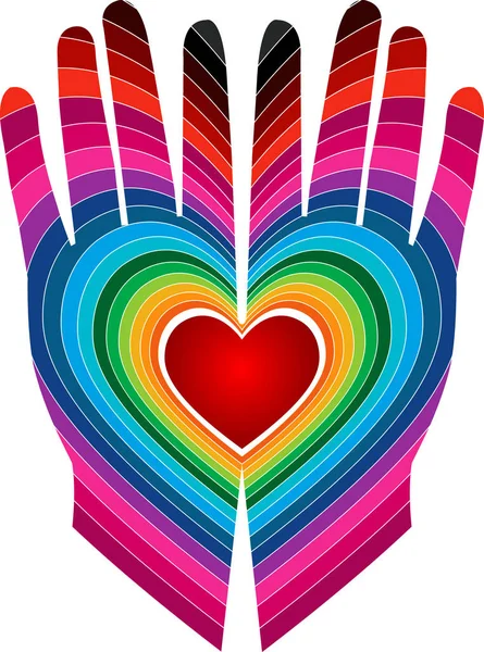 Colorful love hand logo — Stock Vector