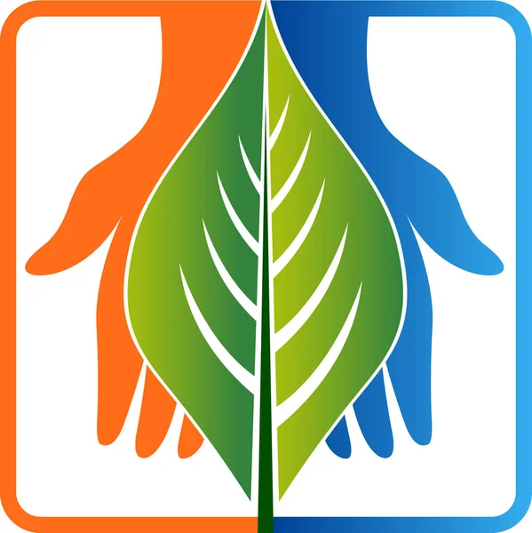 Hand leaf logo — Stock vektor