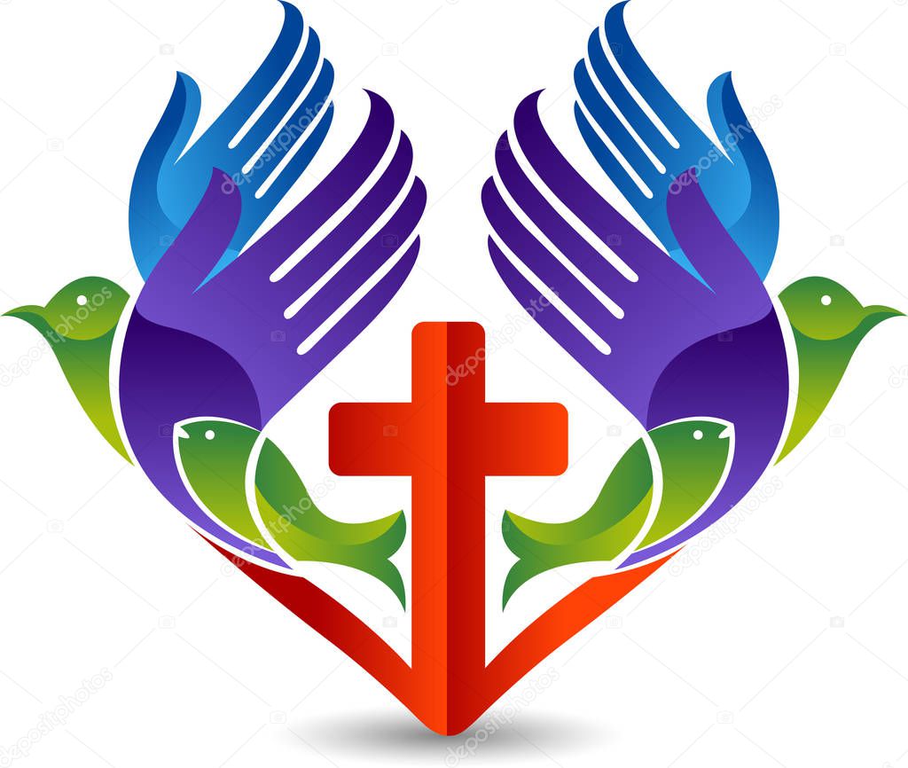 Illustration art of a  represents christian love logo with isolated background