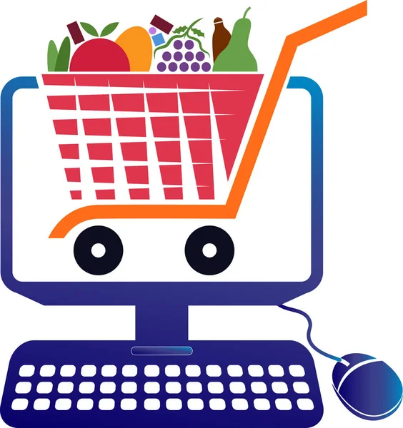 Supermarkt computer facturering logo — Stockvector