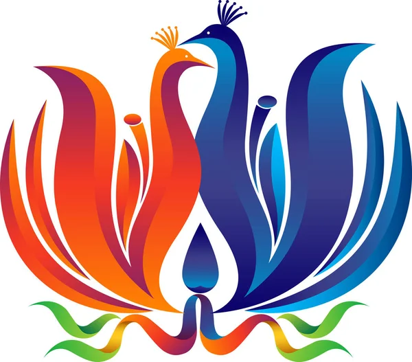 Logotipo del yoga del pavo real — Vector de stock