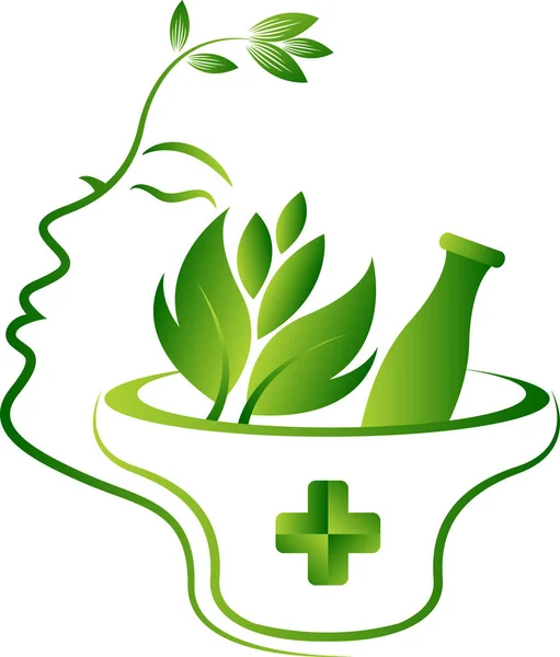 Logo visage à base de plantes — Image vectorielle