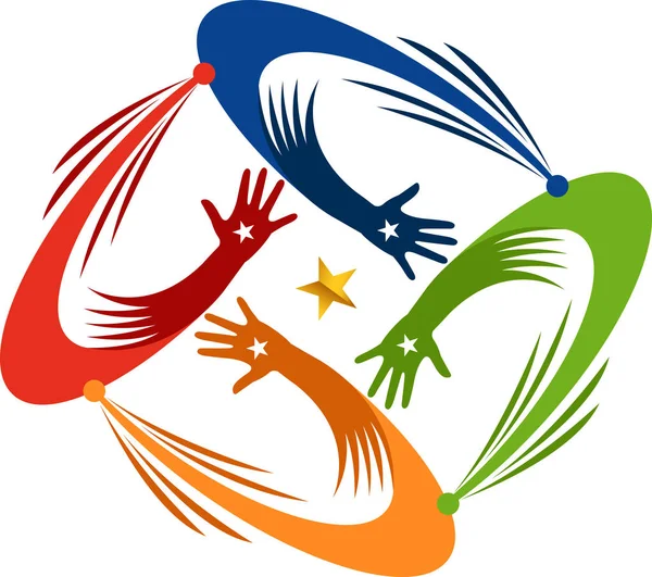 Logotipo mãos estrela —  Vetores de Stock