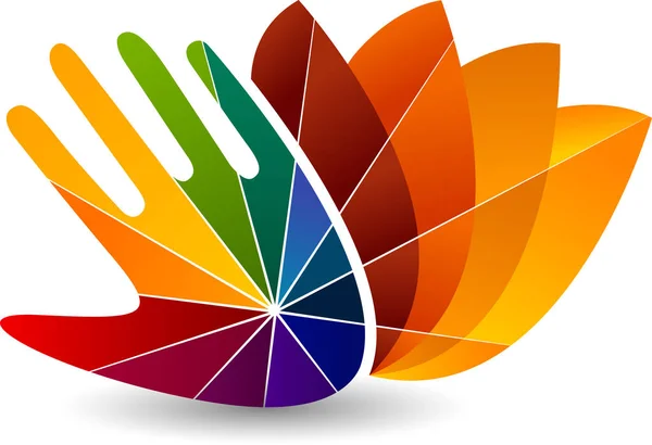 Kleurrijke hand yoga logo — Stockvector