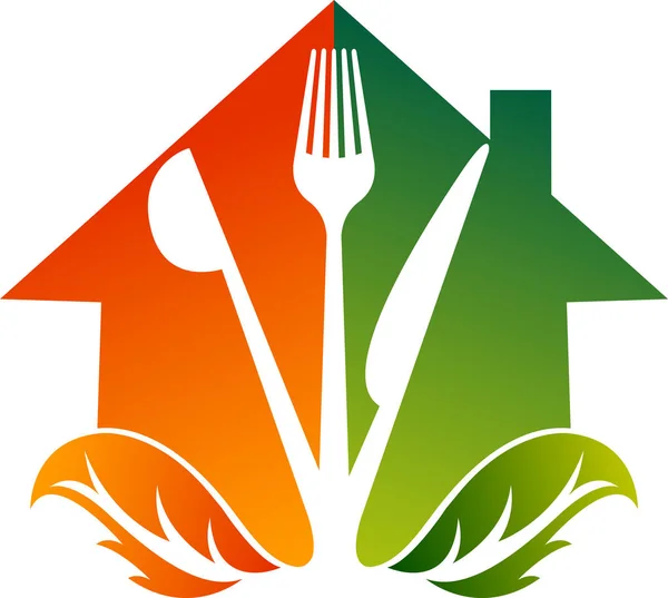 Logotipo de comida orgânica em casa —  Vetores de Stock