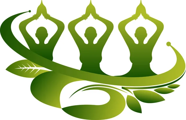 Ecology group yoga logo — Stock Vector