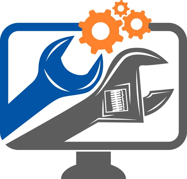 Computer Service Logo Illustrationskunst Eines Computer Service Logos Mit Isoliertem — Stockvektor