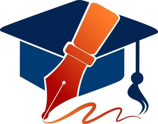 Ilustración Logotipo Lápiz Graduación Con Fondo Aislado — Archivo Imágenes Vectoriales