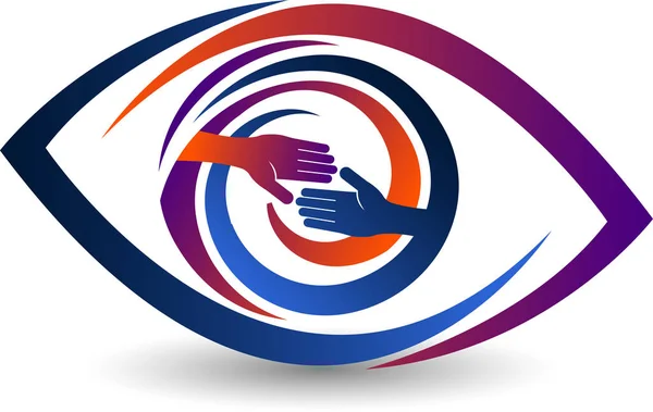 Illustration Art Hand Shake Eye Logo Isolated Background — Stock Vector