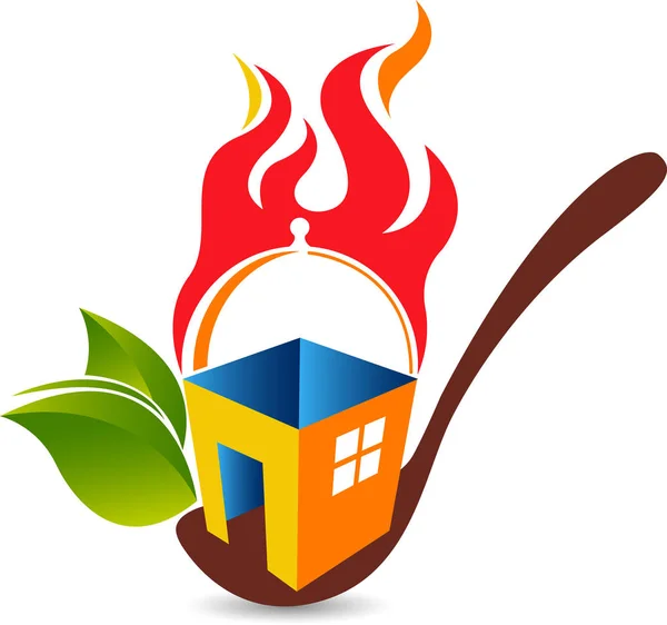 Illustrazione Arte Home Food Logo Con Sfondo Isolato — Vettoriale Stock