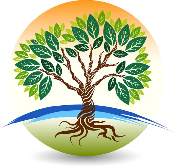 Иллюстрационное Искусство Логотипа Зеленого Дерева Изолированном Фоне — стоковый вектор