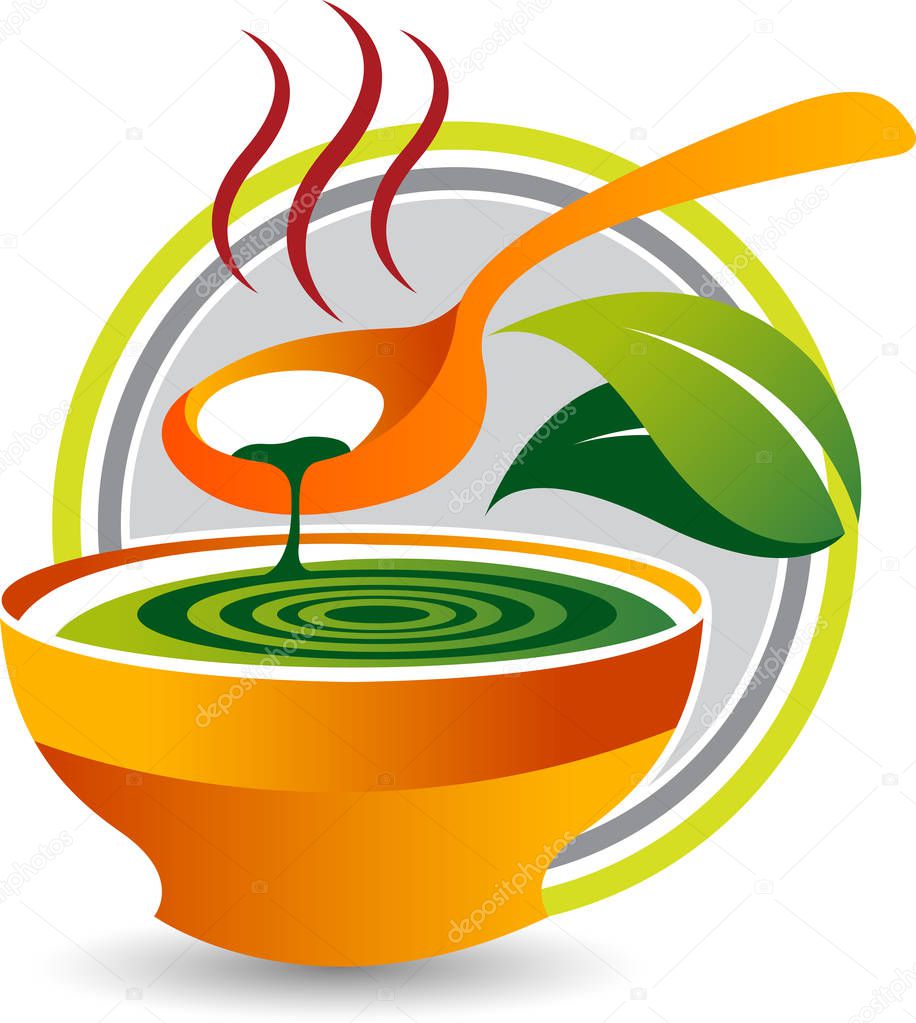 Illustration art of a herbal soup logo with isolated background